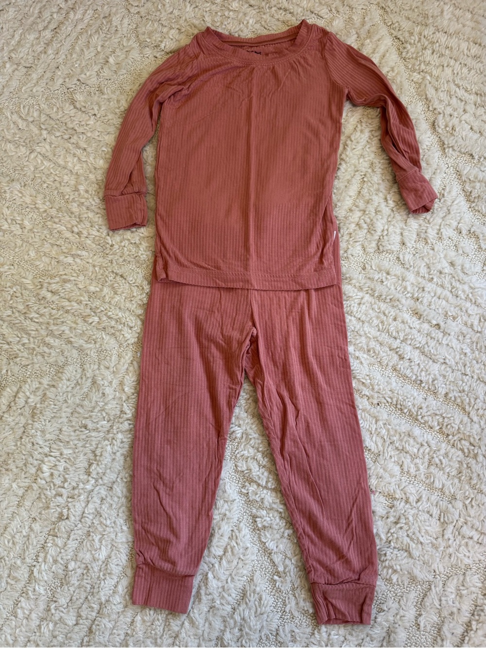 Little Sleepies Coral Ribbed Two-Piece Pajama Set